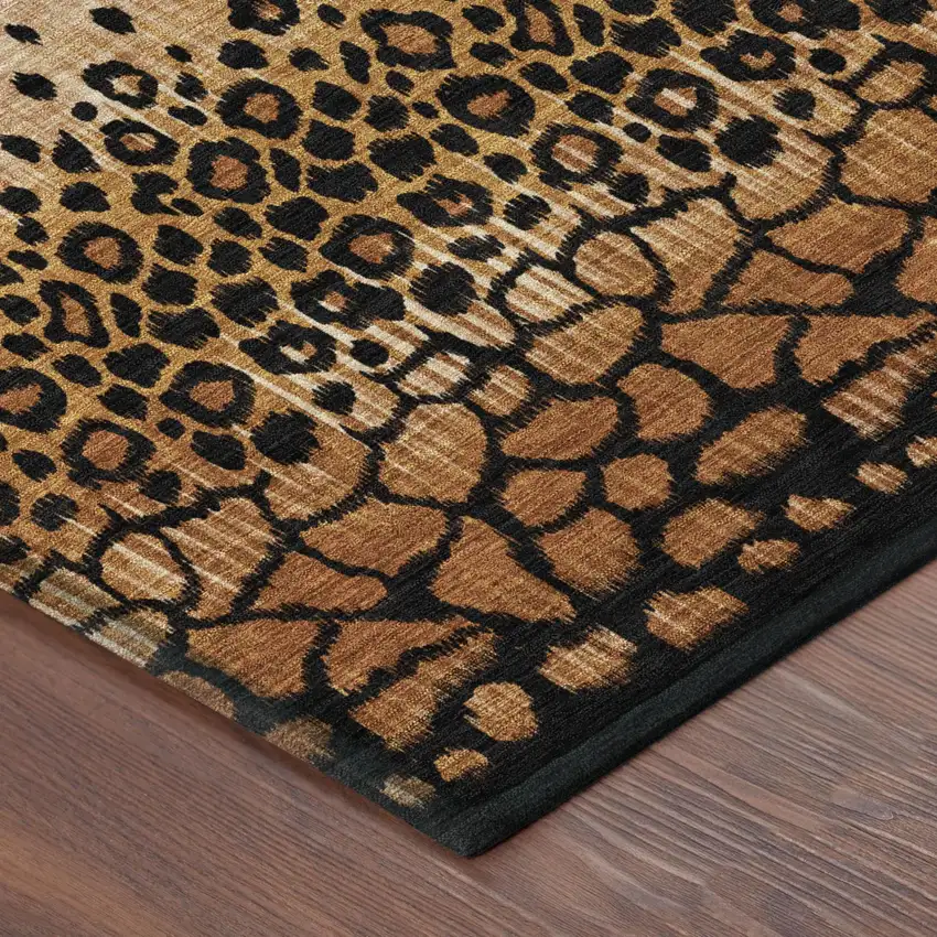 Orange And Black Geometric Washable Indoor Outdoor Area Rug Photo 3