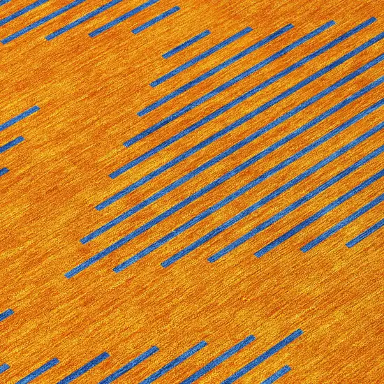 Orange And Blue Geometric Washable Indoor Outdoor Area Rug Photo 4