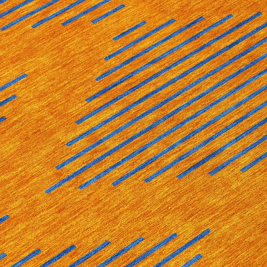 Orange And Blue Geometric Washable Indoor Outdoor Area Rug Photo 4