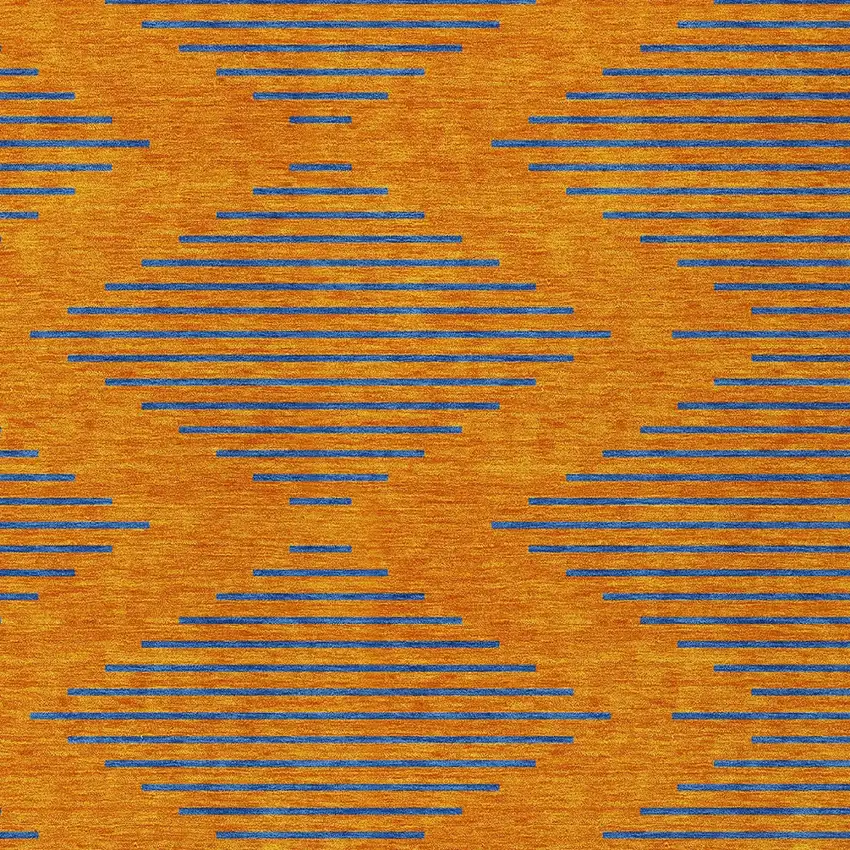 Orange And Blue Geometric Washable Indoor Outdoor Area Rug Photo 6