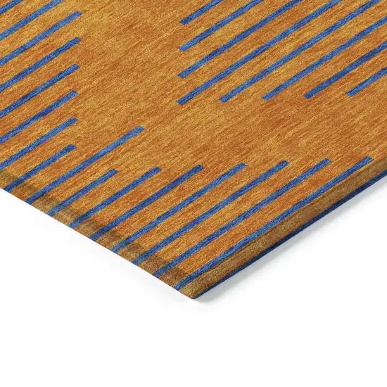 Orange And Blue Geometric Washable Indoor Outdoor Area Rug Photo 3