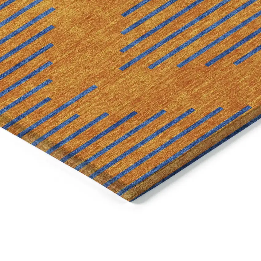 Orange And Blue Geometric Washable Indoor Outdoor Area Rug Photo 3