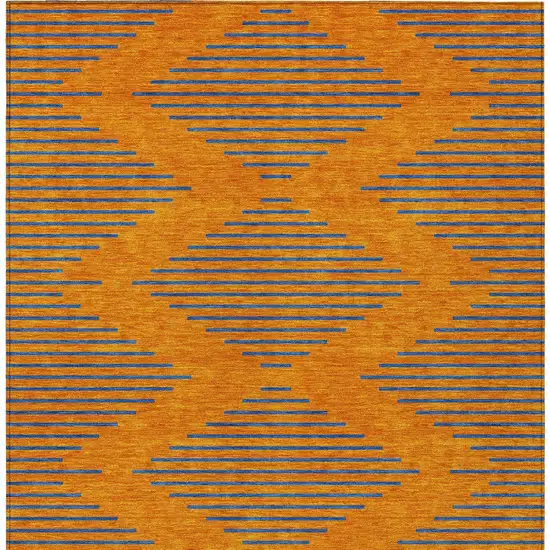 Orange And Blue Geometric Washable Indoor Outdoor Area Rug Photo 7