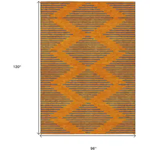 Photo of Orange And Blue Geometric Washable Indoor Outdoor Area Rug