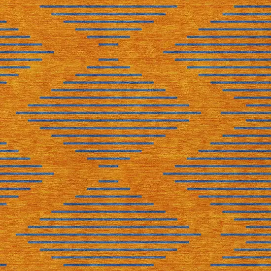 Orange And Blue Geometric Washable Indoor Outdoor Area Rug Photo 6