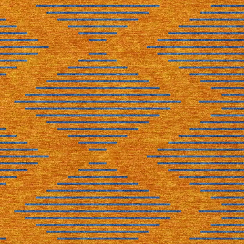 Orange And Blue Geometric Washable Indoor Outdoor Area Rug Photo 6