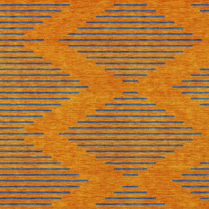 Orange And Blue Geometric Washable Indoor Outdoor Area Rug Photo 6