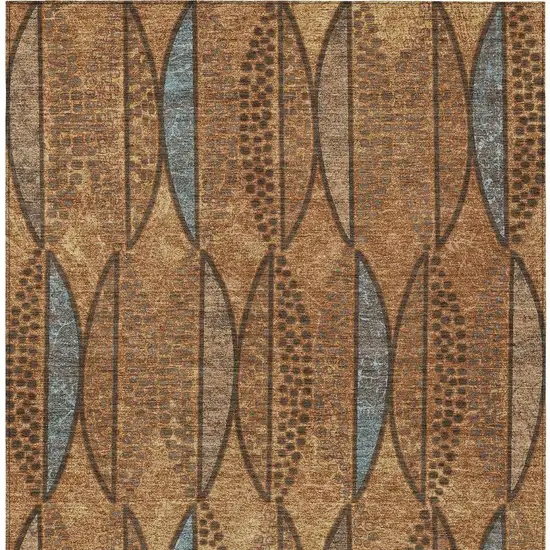 Orange And Blue Geometric Washable Indoor Outdoor Area Rug Photo 4