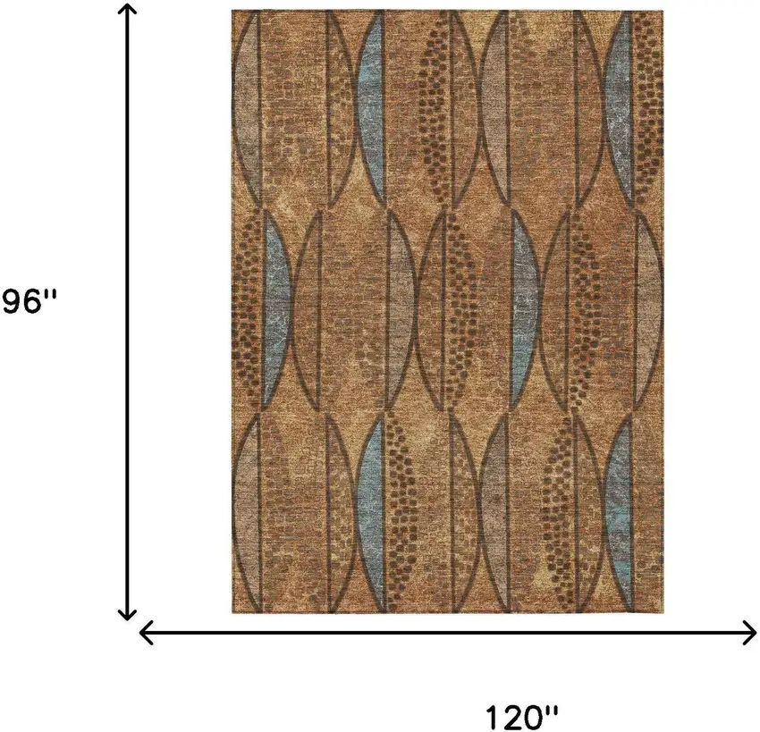 Orange And Blue Geometric Washable Indoor Outdoor Area Rug Photo 7