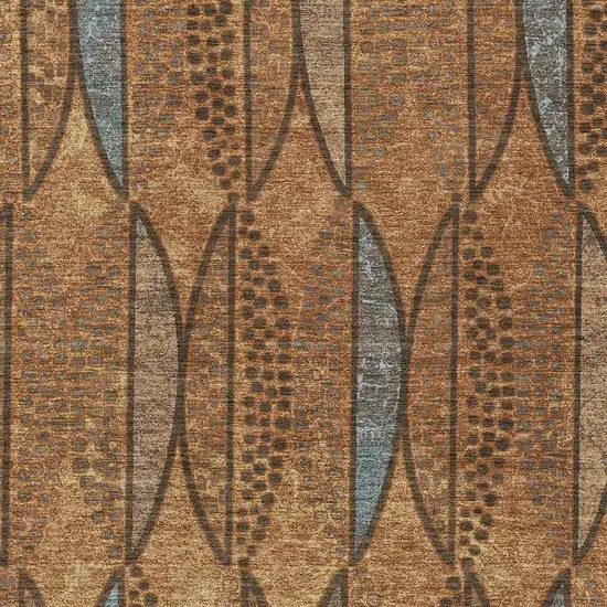 Orange And Blue Geometric Washable Indoor Outdoor Area Rug Photo 3
