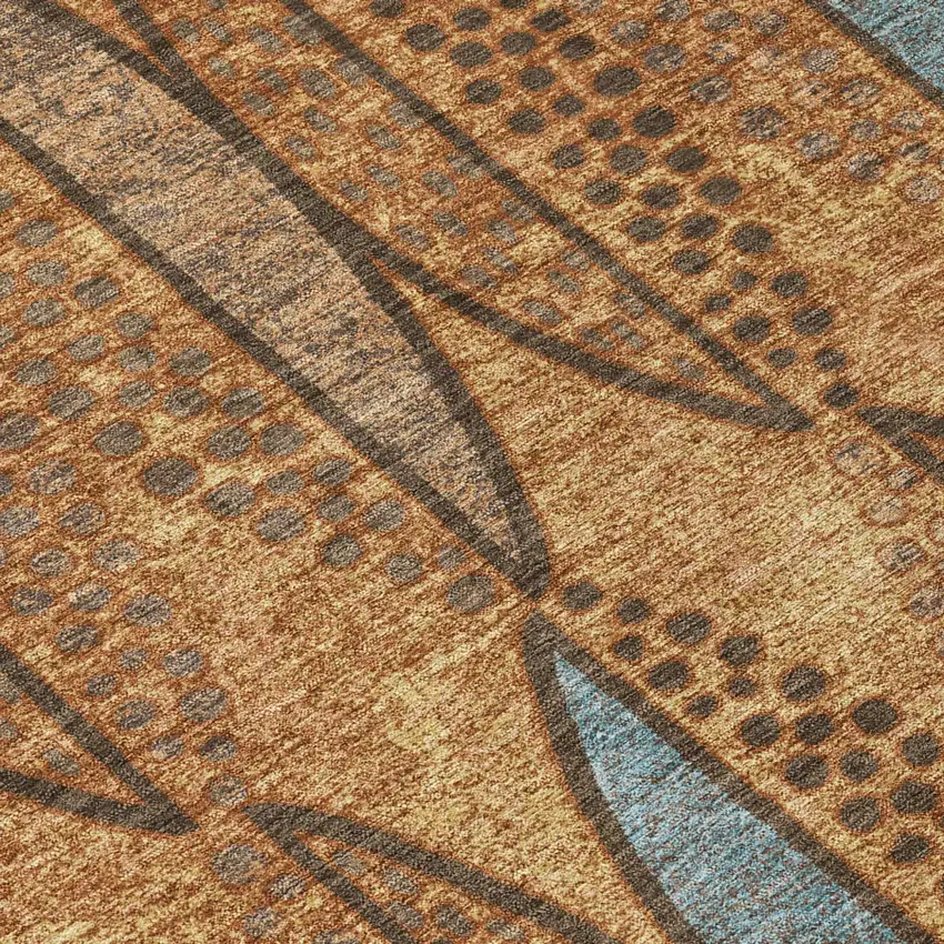 Orange And Blue Geometric Washable Indoor Outdoor Area Rug Photo 6