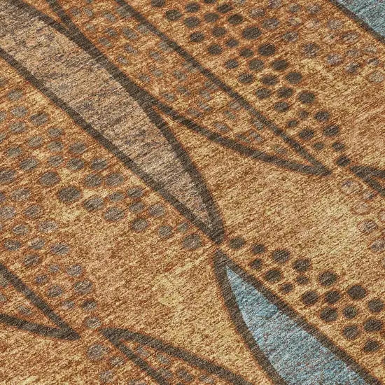 Orange And Blue Geometric Washable Indoor Outdoor Area Rug Photo 6