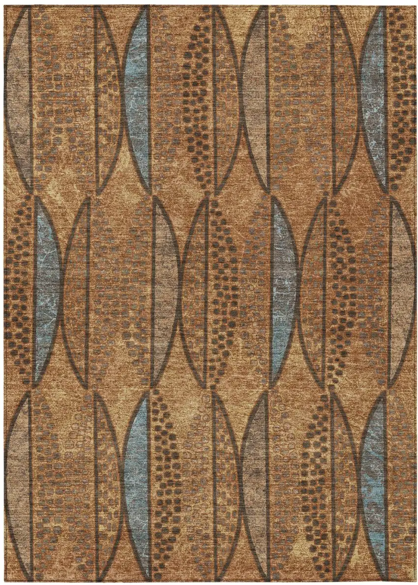 Orange And Blue Geometric Washable Indoor Outdoor Area Rug Photo 2