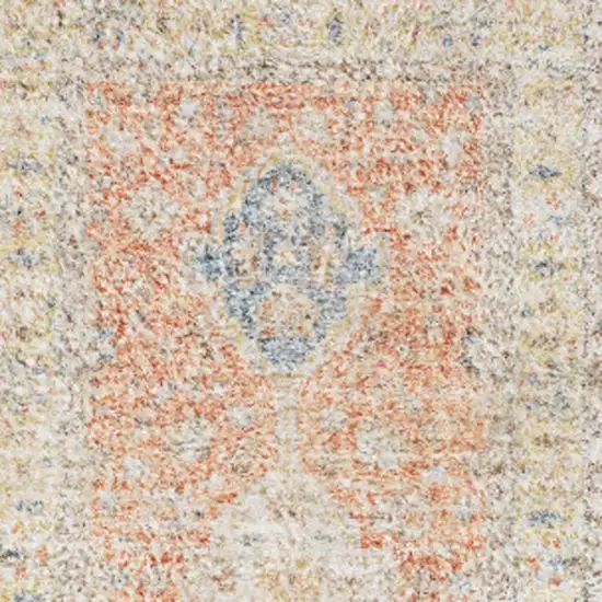 8' Orange And Blue Oriental Hand Loomed Distressed Runner Rug With Fringe Photo 5