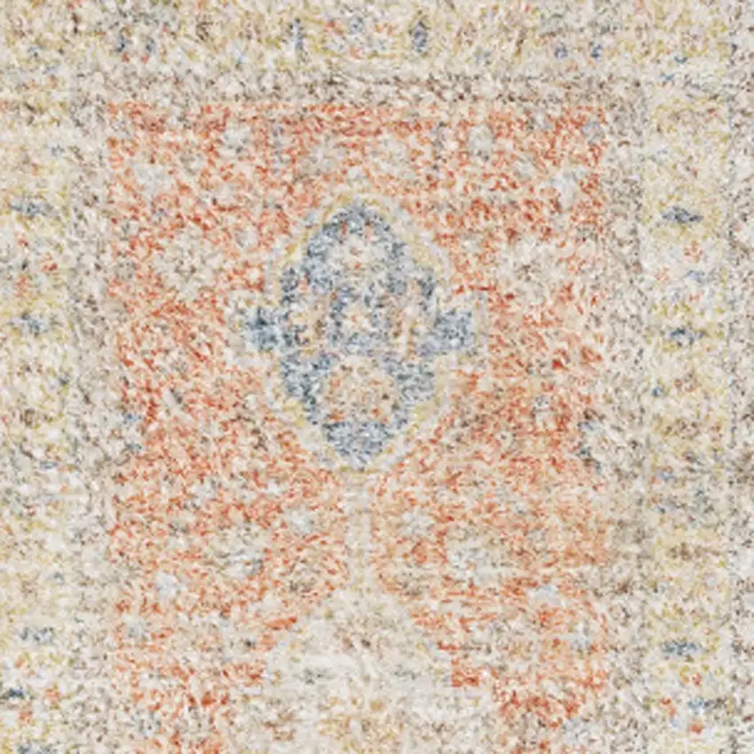 8' Orange And Blue Oriental Hand Loomed Distressed Runner Rug With Fringe Photo 5