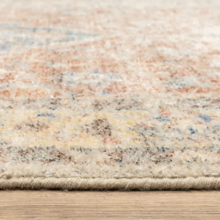 Orange And Blue Oriental Hand Loomed Stain Resistant Runner Rug With Fringe Photo 4