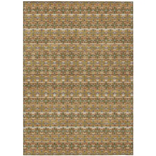 Orange And Blue Striped Washable Indoor Outdoor Area Rug Photo 2