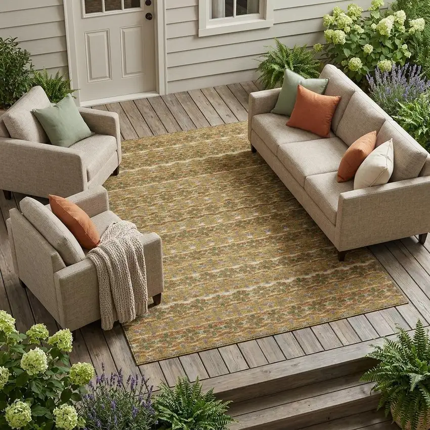 Orange And Blue Striped Washable Indoor Outdoor Area Rug Photo 1