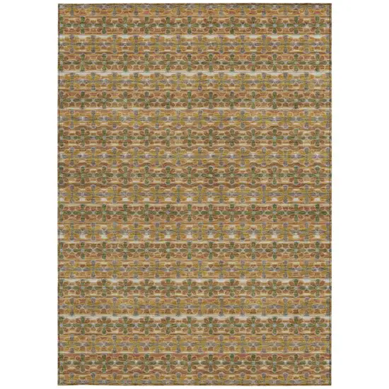 Orange And Blue Striped Washable Indoor Outdoor Area Rug Photo 4