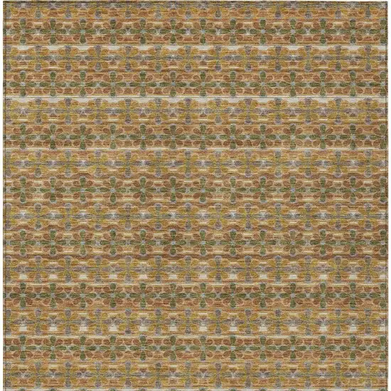 Orange And Blue Striped Washable Indoor Outdoor Area Rug Photo 5