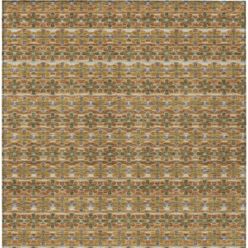 Orange And Blue Striped Washable Indoor Outdoor Area Rug Photo 5