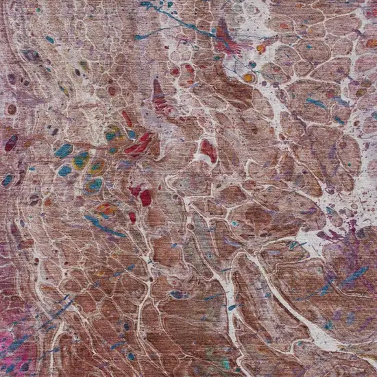 Orange And Blush Abstract Washable Indoor Outdoor Area Rug Photo 3