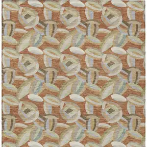 Photo of Orange And Brown Abstract Washable Indoor Outdoor Area Rug