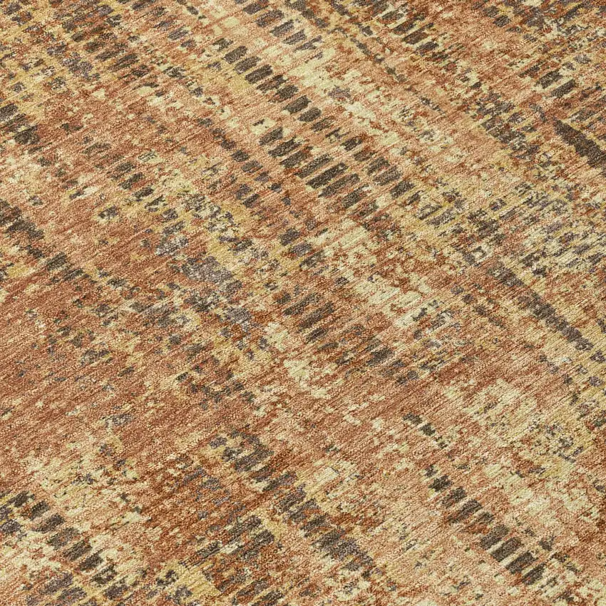 Orange And Brown Abstract Washable Indoor Outdoor Area Rug Photo 6