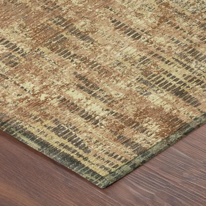 Orange And Brown Abstract Washable Indoor Outdoor Area Rug Photo 5