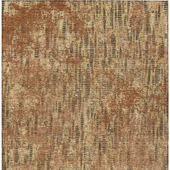Orange And Brown Abstract Washable Indoor Outdoor Area Rug Photo 4