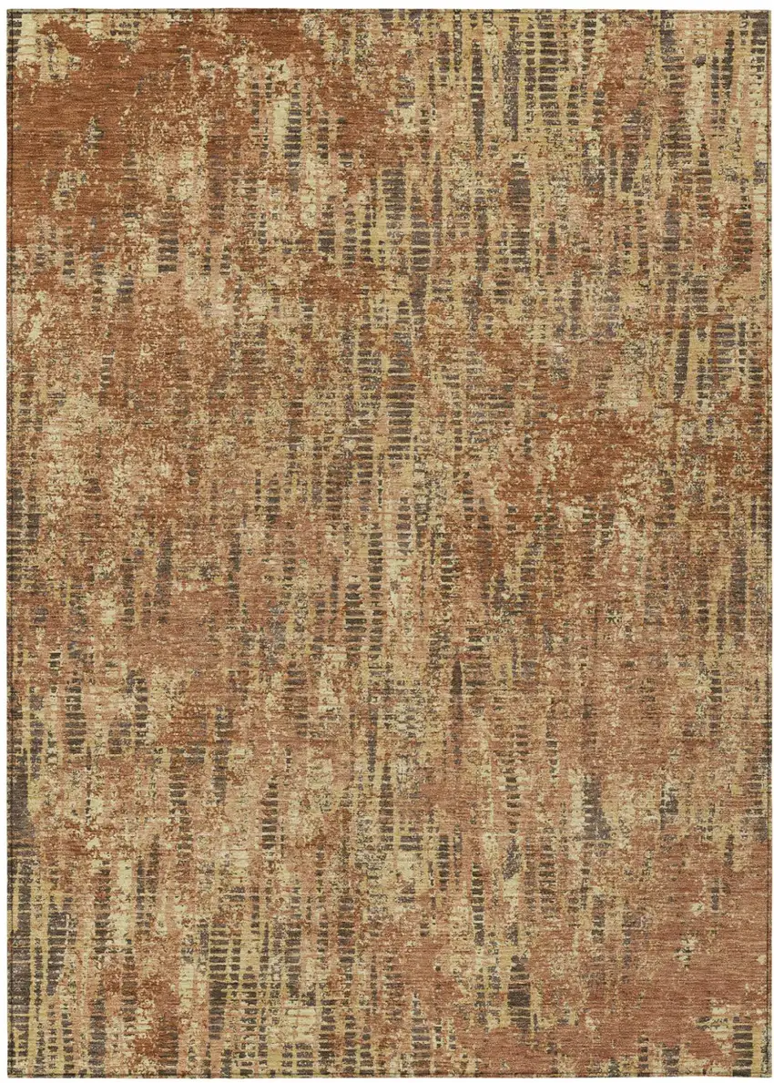 Orange And Brown Abstract Washable Indoor Outdoor Area Rug Photo 2