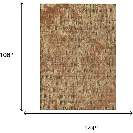 Orange And Brown Abstract Washable Indoor Outdoor Area Rug Photo 7