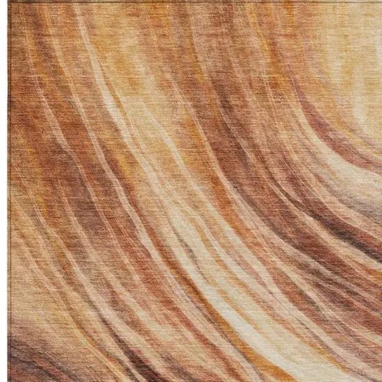 Orange And Brown Abstract Washable Indoor Outdoor Area Rug Photo 5