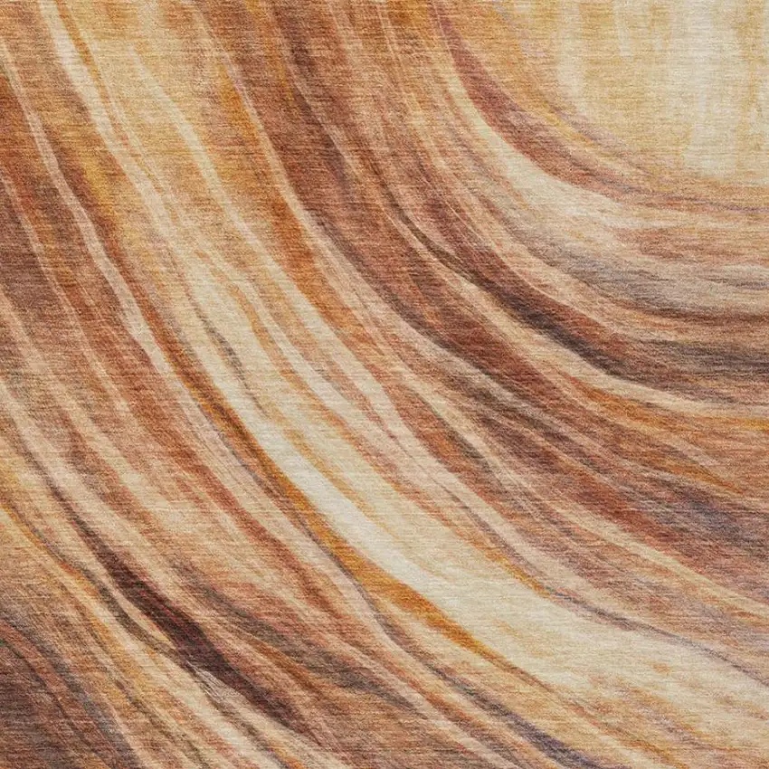 Orange And Brown Abstract Washable Indoor Outdoor Area Rug Photo 6