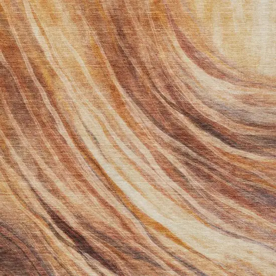 Orange And Brown Abstract Washable Indoor Outdoor Area Rug Photo 1