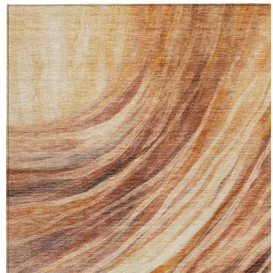 Orange And Brown Abstract Washable Indoor Outdoor Area Rug Photo 1