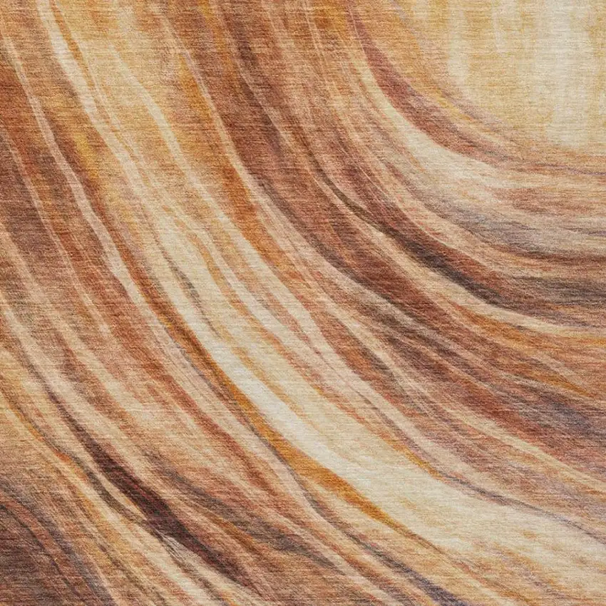 Orange And Brown Abstract Washable Indoor Outdoor Area Rug Photo 8