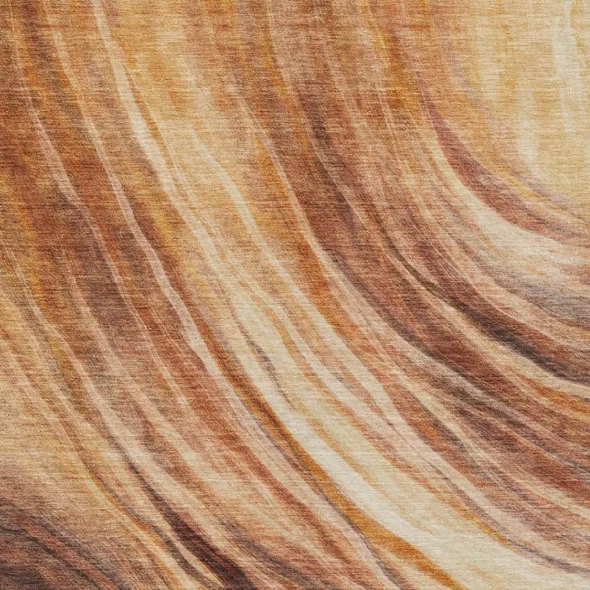 Orange And Brown Abstract Washable Indoor Outdoor Area Rug Photo 9