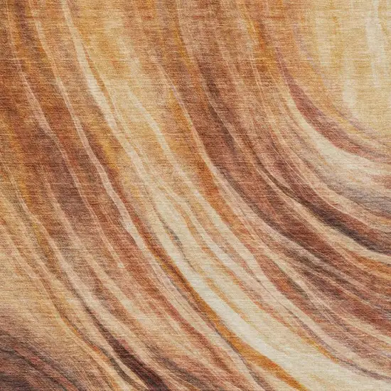 Orange And Brown Abstract Washable Indoor Outdoor Area Rug Photo 9