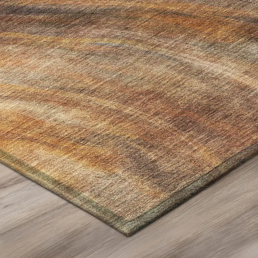 Orange And Brown Abstract Washable Indoor Outdoor Area Rug Photo 8