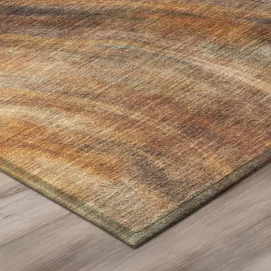 Orange And Brown Abstract Washable Indoor Outdoor Area Rug Photo 8