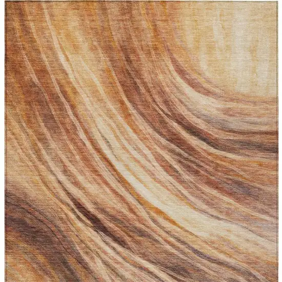 Orange And Brown Abstract Washable Indoor Outdoor Area Rug Photo 4