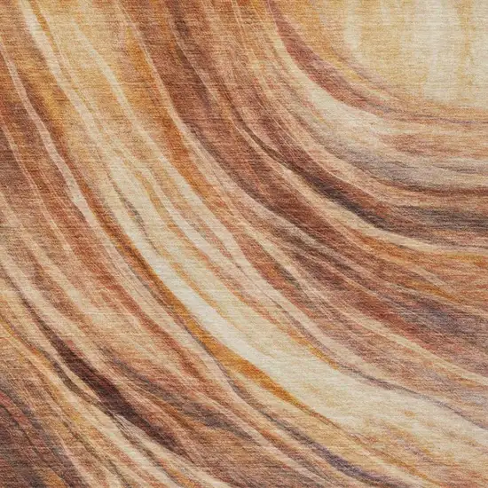 Orange And Brown Abstract Washable Indoor Outdoor Area Rug Photo 2