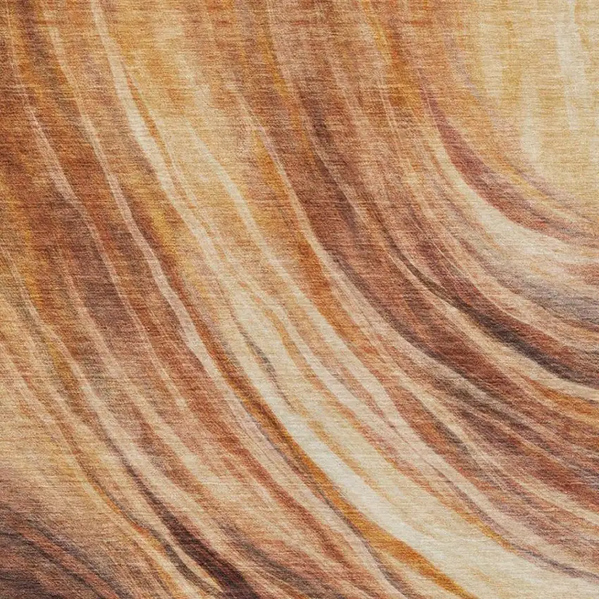 Orange And Brown Abstract Washable Indoor Outdoor Area Rug Photo 5