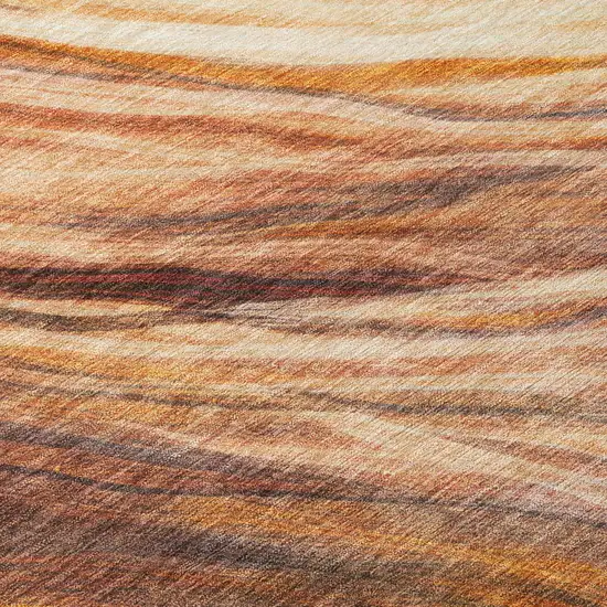 Orange And Brown Abstract Washable Indoor Outdoor Area Rug Photo 6