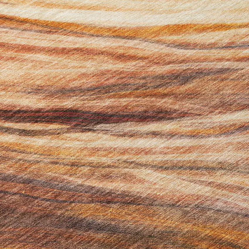 Orange And Brown Abstract Washable Indoor Outdoor Area Rug Photo 6