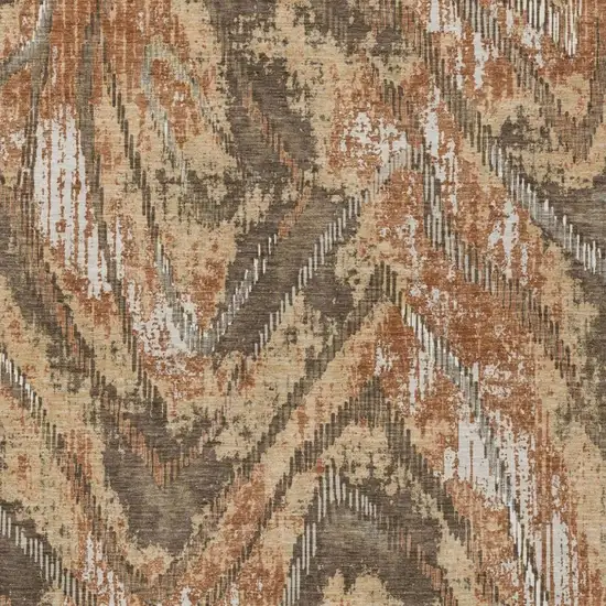 Orange And Brown Abstract Washable Indoor Outdoor Area Rug Photo 1