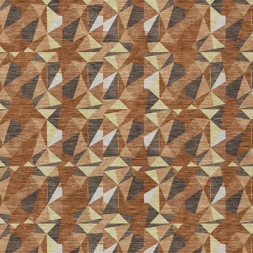 Orange And Brown Geometric Washable Indoor Outdoor Area Rug Photo 2