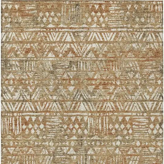 Orange And Brown Geometric Washable Indoor Outdoor Area Rug Photo 3