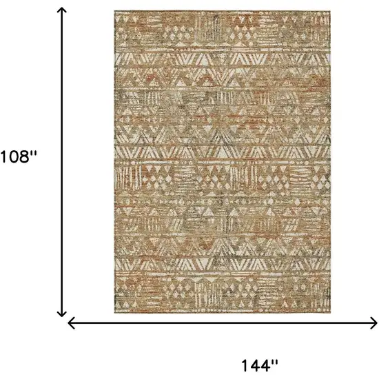 Orange And Brown Geometric Washable Indoor Outdoor Area Rug Photo 6